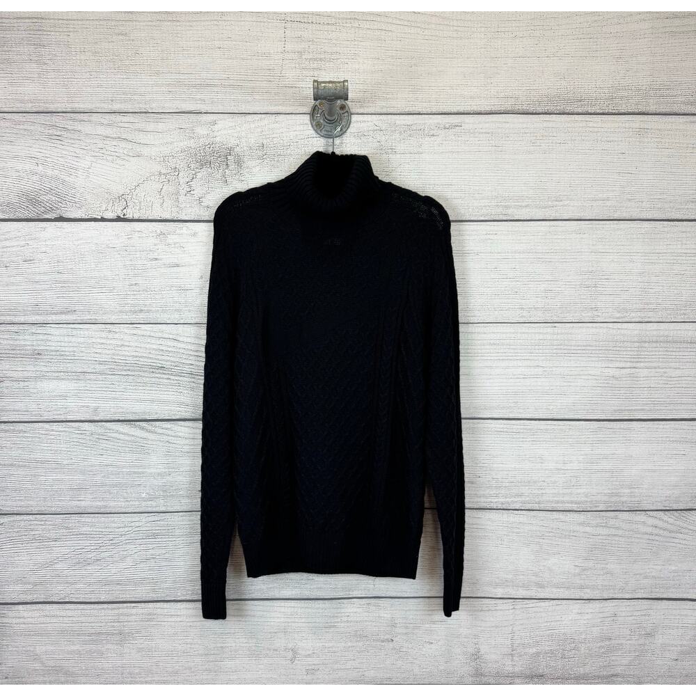 Nike Men's Black Cable Knit Turtleneck Wool Blend Sweater Size Small